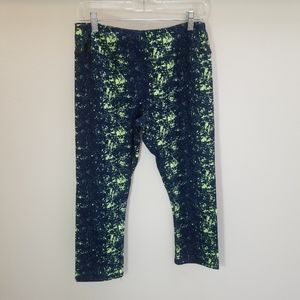 Kyodan Cropped Leggings Blue Neon Green Size Large